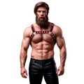 FETISH SUBMISSIVE ATTITUDE – Brust-Bulldog-Geschirr aus Ökoleder, Schwarz/Rot