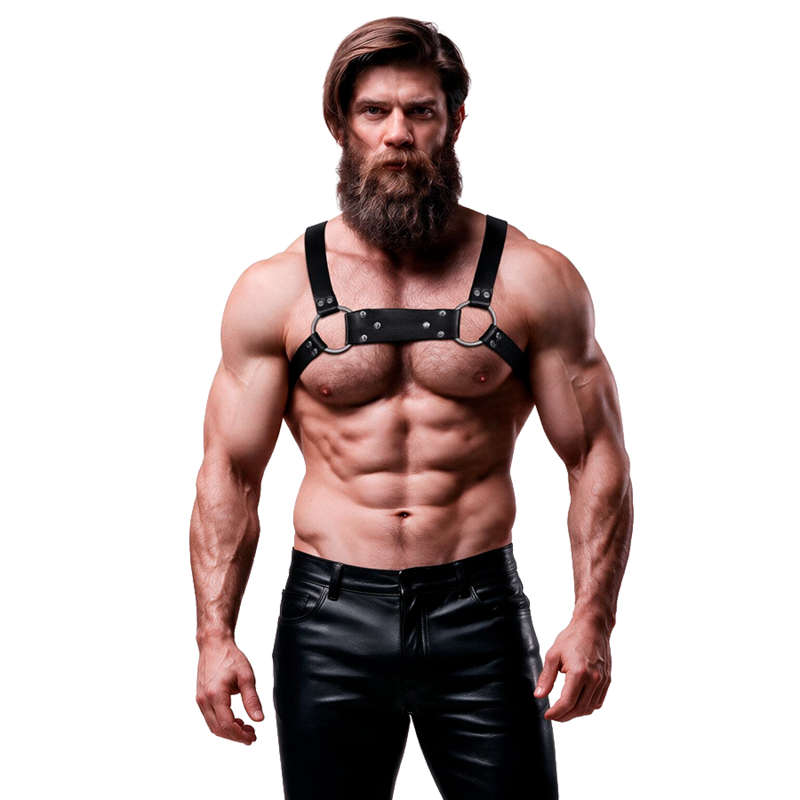 FETISH SUBMISSIVE ATTITUDE – Bulldog-Brustgurt aus Ökoleder, Grösse M/L
