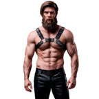 FETISH SUBMISSIVE ATTITUDE – MENS ADJUSTABLE ECO-LEATHER CHEST BULLDOG HARNESS