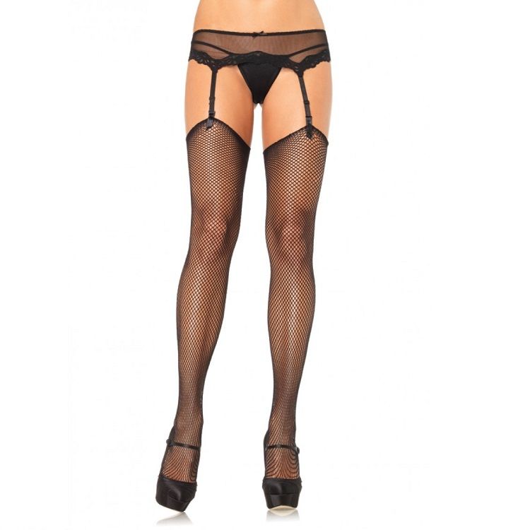 LEG AVENUE – Net stockings without superior self-adhesive silicone