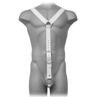 LEATHER BODY – Ledergeschirr für Herren mit Penisring, weiss, S–XL