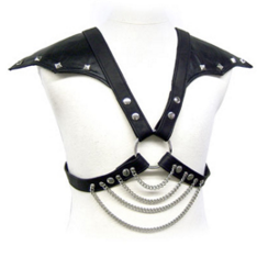 LEATHER BODY Metal Shoulder – Ledergeschirr mit Metallketten für Herren, S–XL