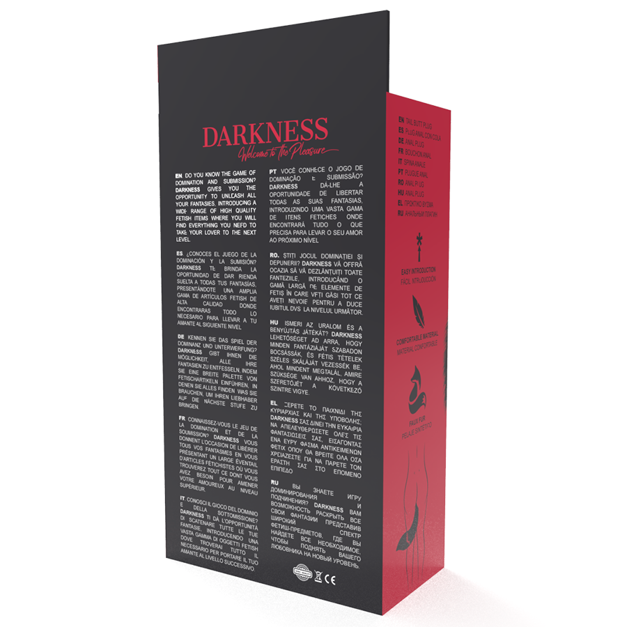 DARKNESS – Plug anal argent 8 cm avec queue noire