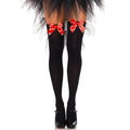 LEG AVENUE – CUISSES HAUTES EN NYLON NOIR AVEC NOEUD TAILLE UNIQUE