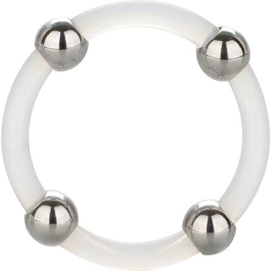 CALEXOTICS – Bague en silicone perlée acier L