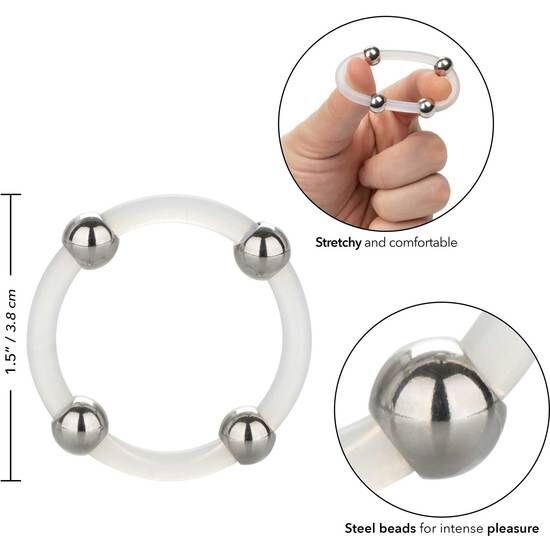CALEXOTICS – Bague en silicone perlée acier L