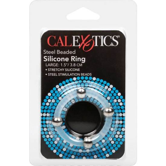 CALEXOTICS – Bague en silicone perlée acier L