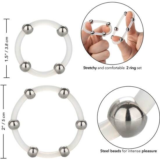 CALEXOTICS – Ensemble de bagues en silicone perlées en acier