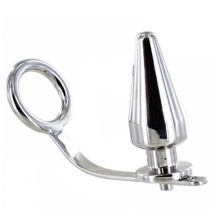 METAL HARD – Stahlring mit Analplug, 45 x 45 mm