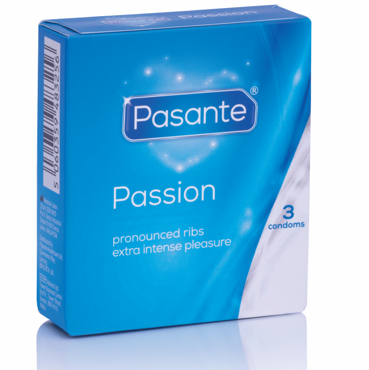 PASANTE Ribbed Passion – gepunktete und gerippte Kondome, 3 Stück