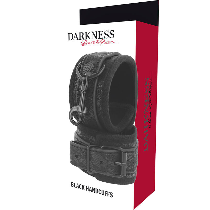DARKNESS BONDAGE – Luxus-BDSM-Handschellen aus schwarzem Brokat