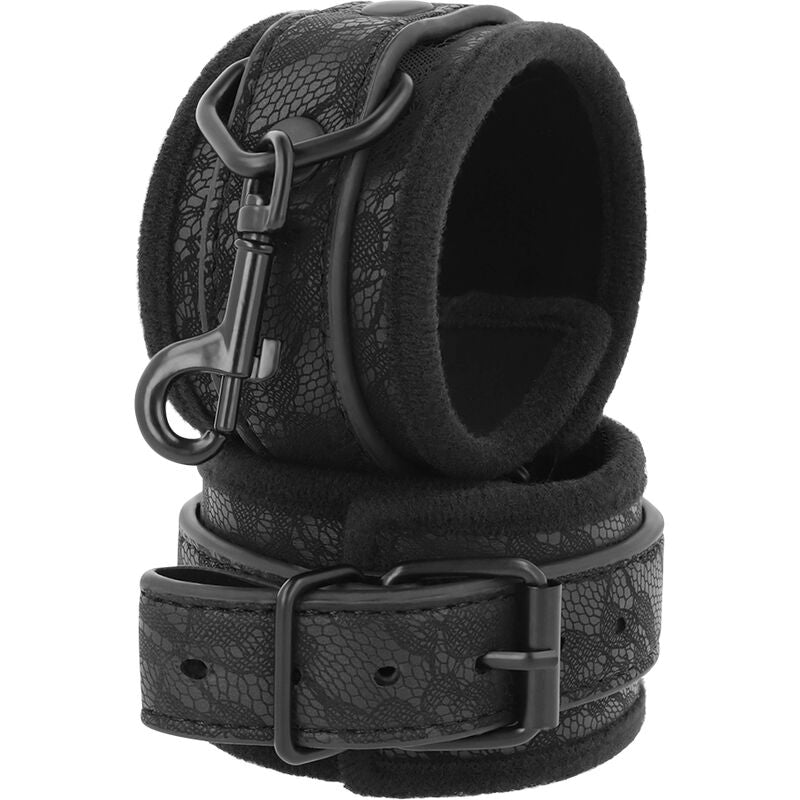 DARKNESS BONDAGE – Luxus-BDSM-Handschellen aus schwarzem Brokat