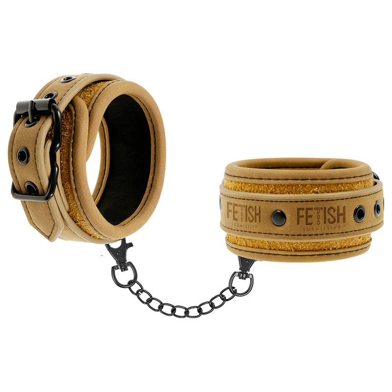 FETISH SUBMISSIVE ORIGIN – Handschellen aus veganem Leder mit Neoprenfutter