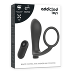 ADDICTED TOYS – Penis ring with remote control anal plug black rechargeable