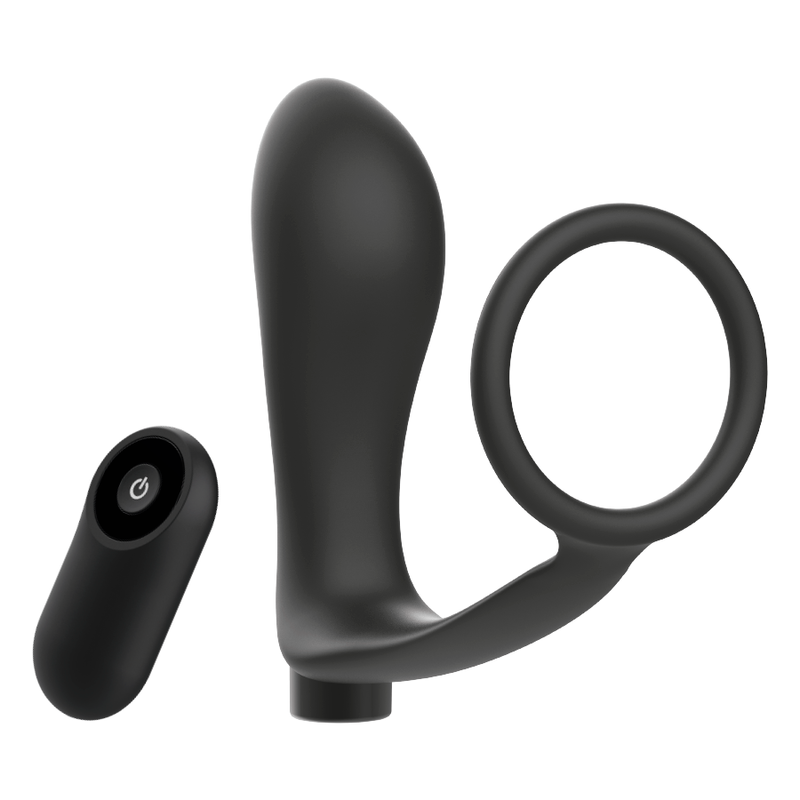 ADDICTED TOYS – Penisring mit Analplug und Fernbedienung, schwarz, wiederaufladbar