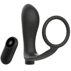 ADDICTED TOYS – Penis ring with remote control anal plug black rechargeable
